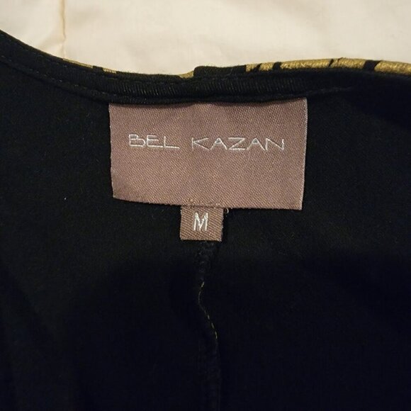Bel Kazan Black Gold Zip Front Fit & Flare Dress Medium | Bali Made | Boho Mod - Picture 8 of 10